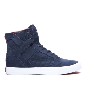 Supra Mens SKYTOP High Top Shoes Navy/White | US-91748